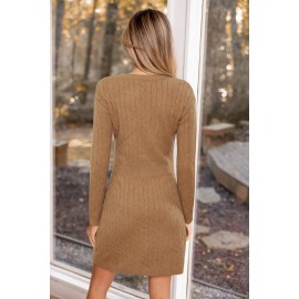 New Favorite Brown Mini Sweater Dress
