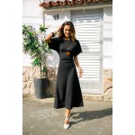 No Loose Ends Black Maxi Dress