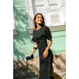 No Loose Ends Black Maxi Dress