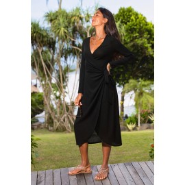 On Top of the World Black Midi Dress