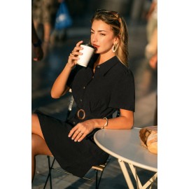 Quiet Moments Black Mini Dress