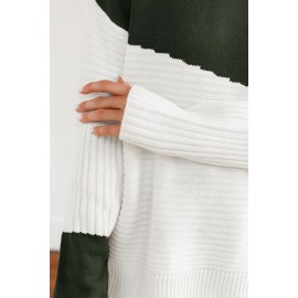 Asymmetrical Colorblock Standing Collar Sweater