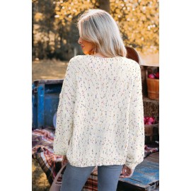 Rainbow Pom Pom Drop Sleeve Sweater