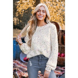 Rainbow Pom Pom Drop Sleeve Sweater