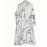 Plus Size Casual Coat, Women's Plus Abstract Face Print Long Sleeve Button Up Lapel Collar Longline Coat With Pockets